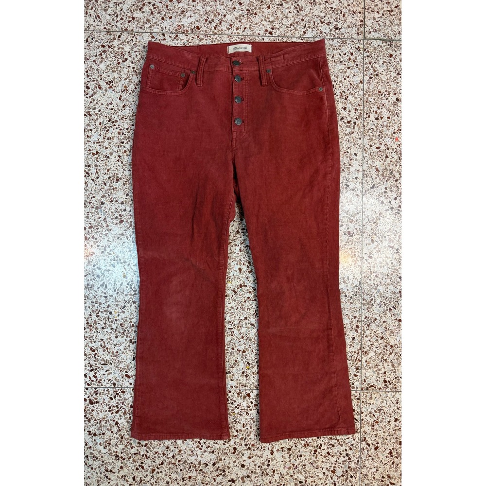 Madewell Cali Demi-Boot Corduroy Pants Rust Red Button Fly Size 31 High Rise
